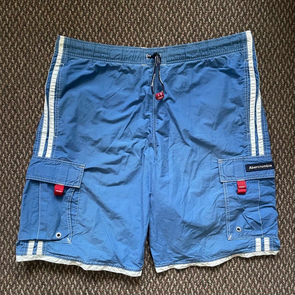 Abercrombie & Fitch Blue Striped Swim Trunks